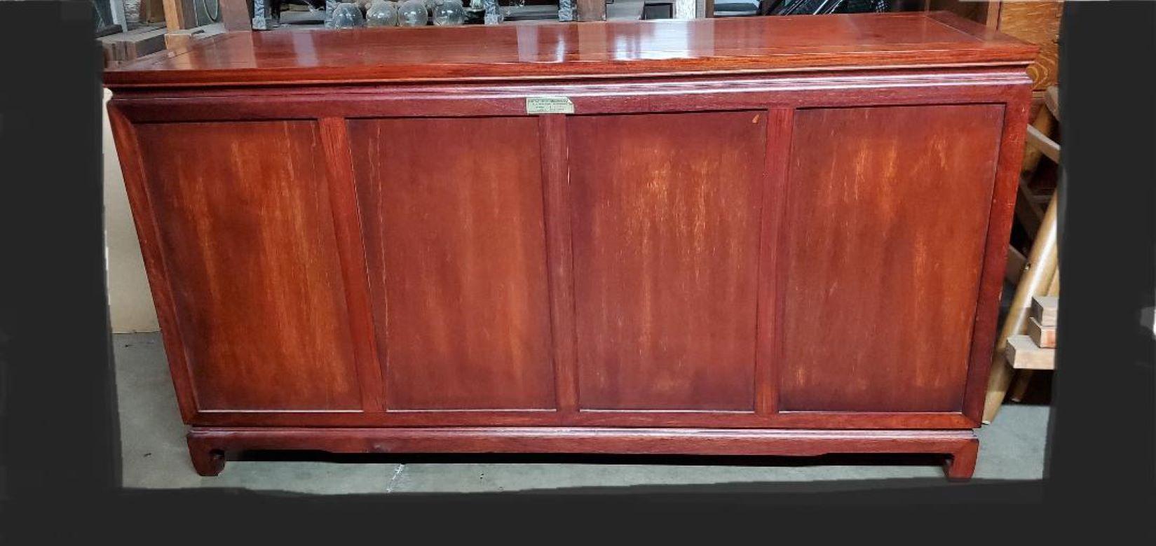 George Zee Rosewood Long Dresser With Glass Hutch And Matching Rosewood Tall Boy For Sale 6