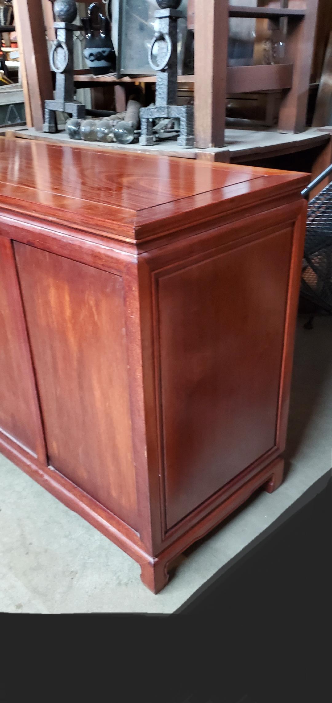 George Zee Rosewood Long Dresser With Glass Hutch And Matching Rosewood Tall Boy For Sale 7