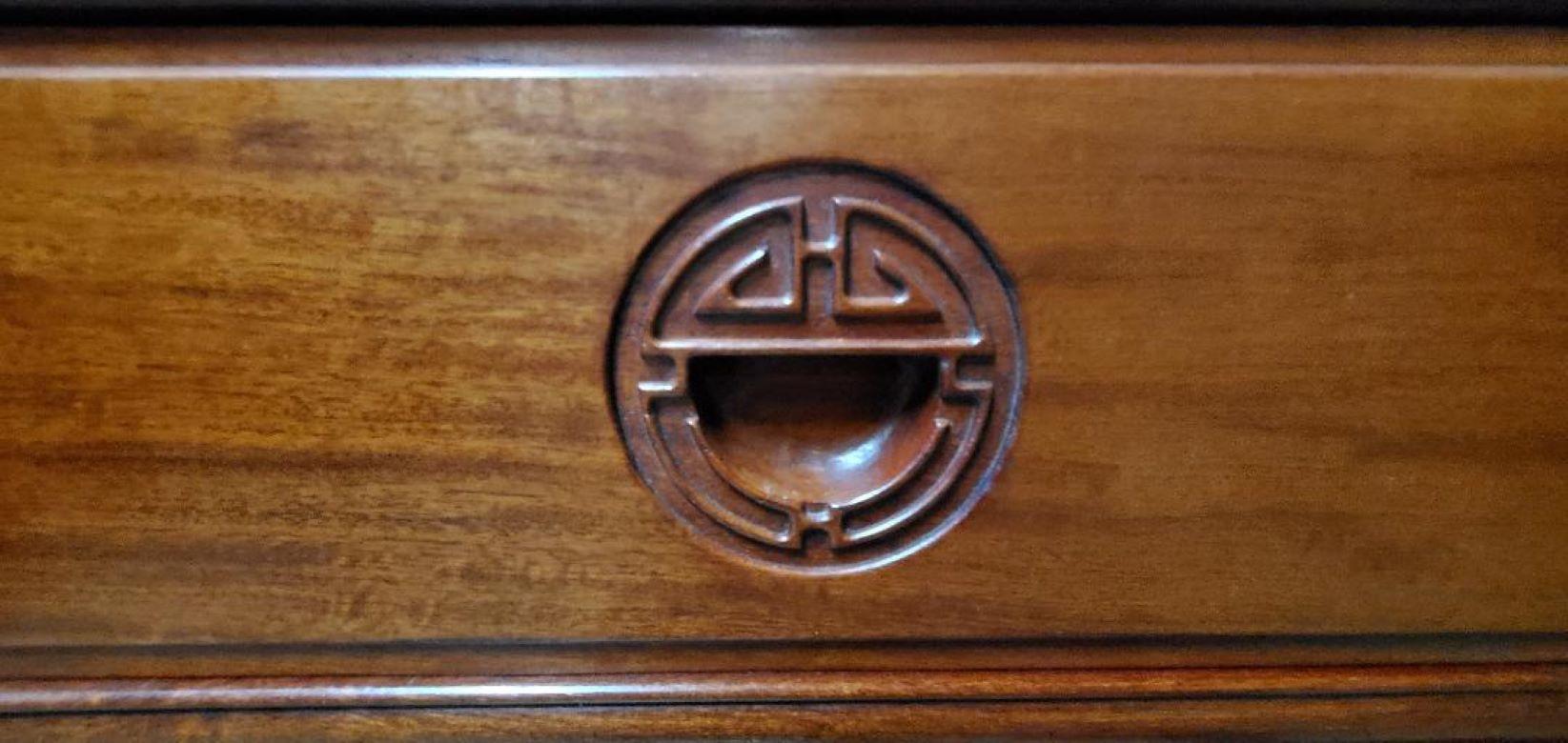 George Zee Rosewood Long Dresser With Glass Hutch And Matching Rosewood Tall Boy For Sale 2