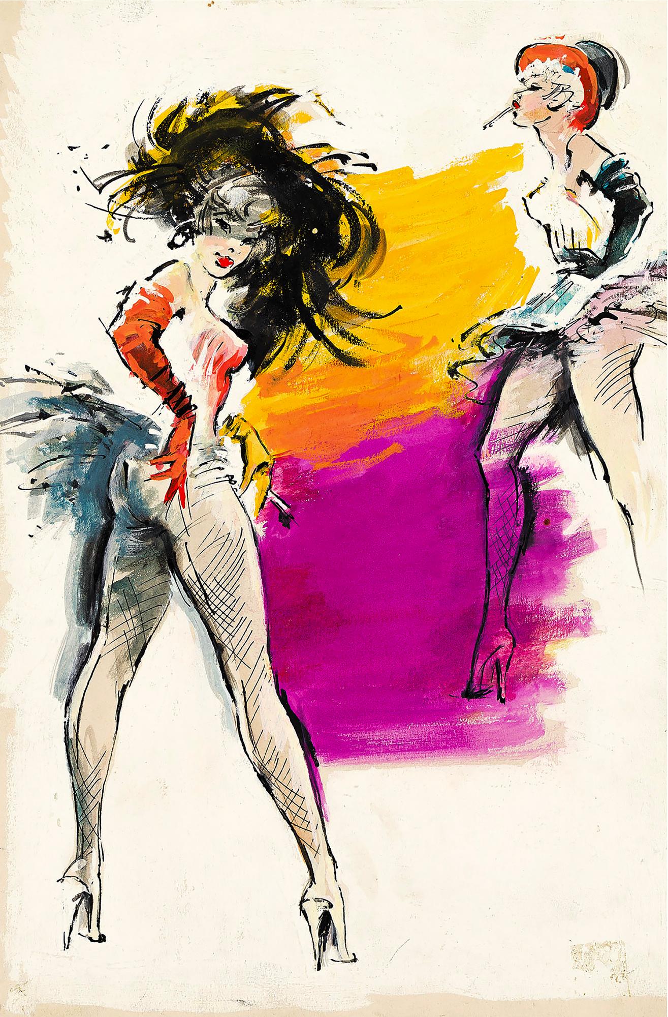 Portrait Painting de George Ziel - Bailarinas sexys de cabaret francés - Folies Bergere  Portada de libro en rústica Pulp