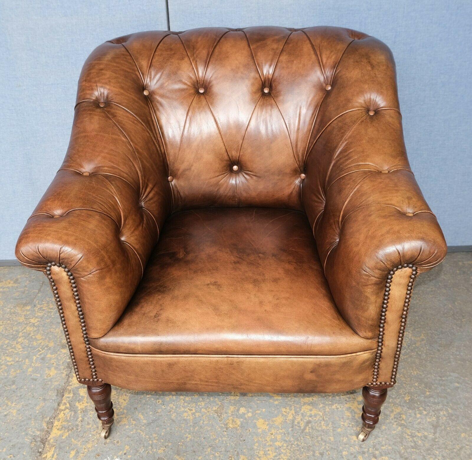 We are delighted to offer for sale this stylish George Smith Somerville collection Chesterfield Brown Leather Armchair on casters.

George Smith is synonymous with good design and well made crafted furniture. This armchair looks stunning in any