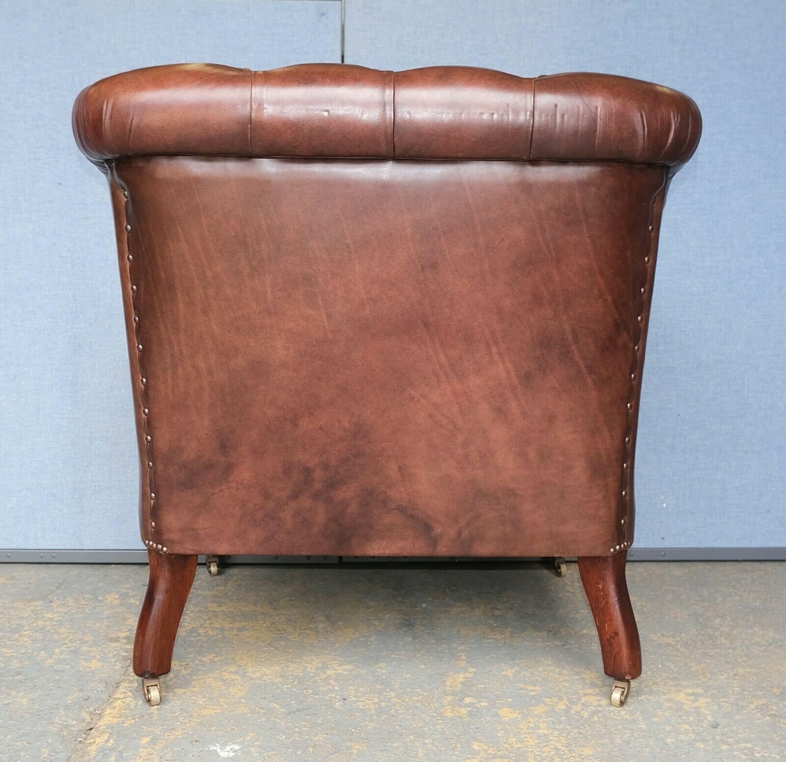 20th Century Georgeous Somerville George Smith Distress Brown Leather Chesterfield Armchair