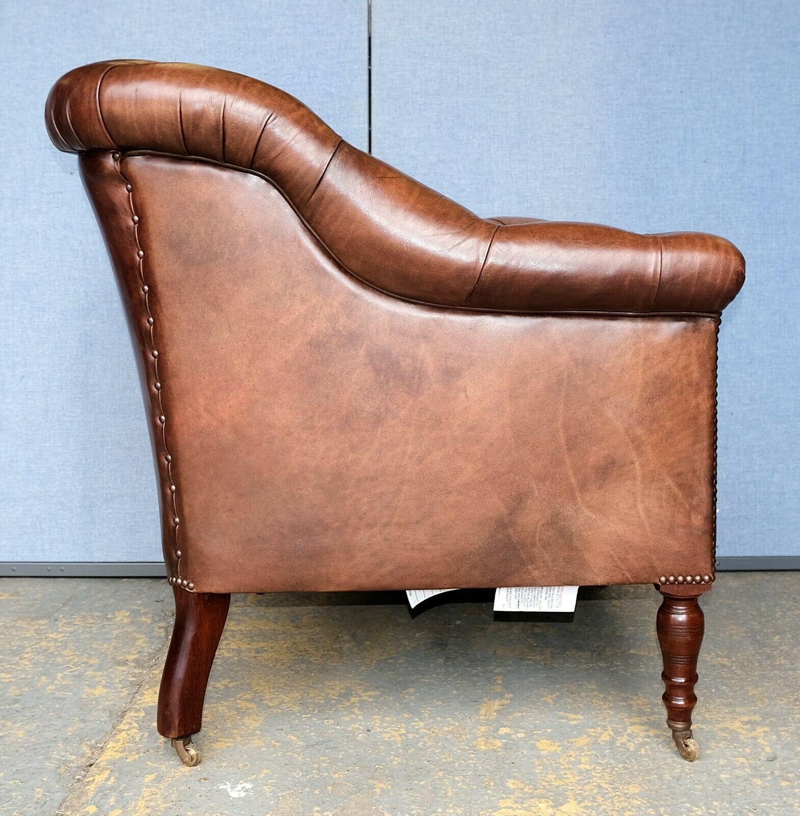 Georgeous Somerville George Smith Distress Brown Leather Chesterfield Armchair 1