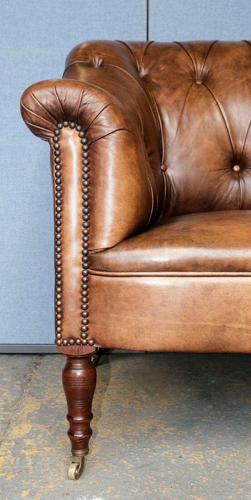 Georgeous Somerville George Smith Distress Brown Leather Chesterfield Armchair 2