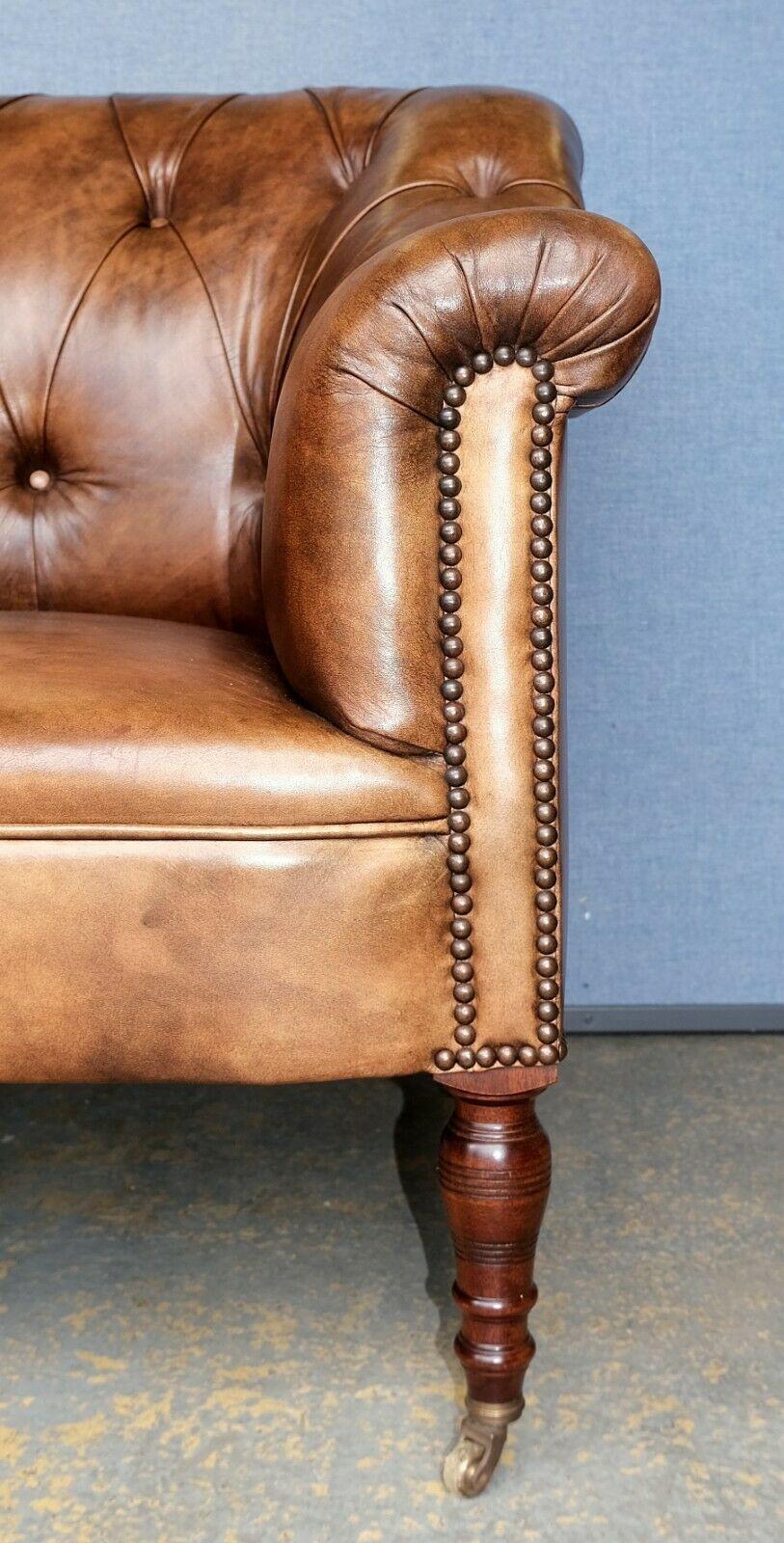 Georgeous Somerville George Smith Distress Brown Leather Chesterfield Armchair 3