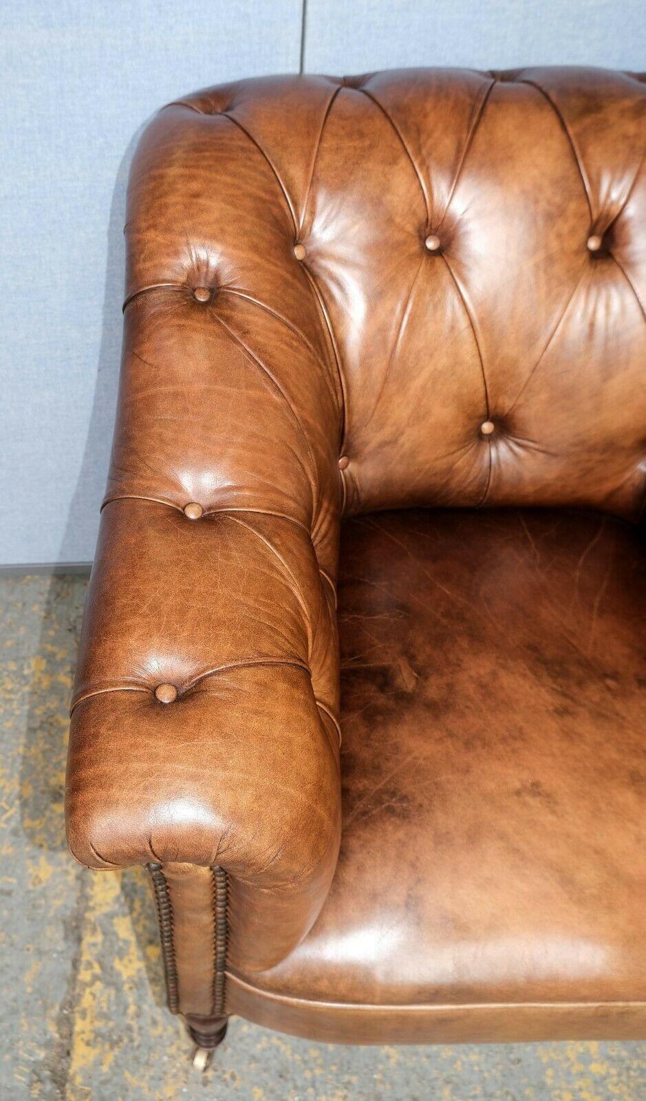Georgeous Somerville George Smith Distress Brown Leather Chesterfield Armchair 4