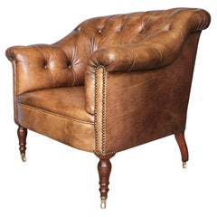 Georgeous Somerville George Smith Distress Brown Leather Chesterfield Armchair