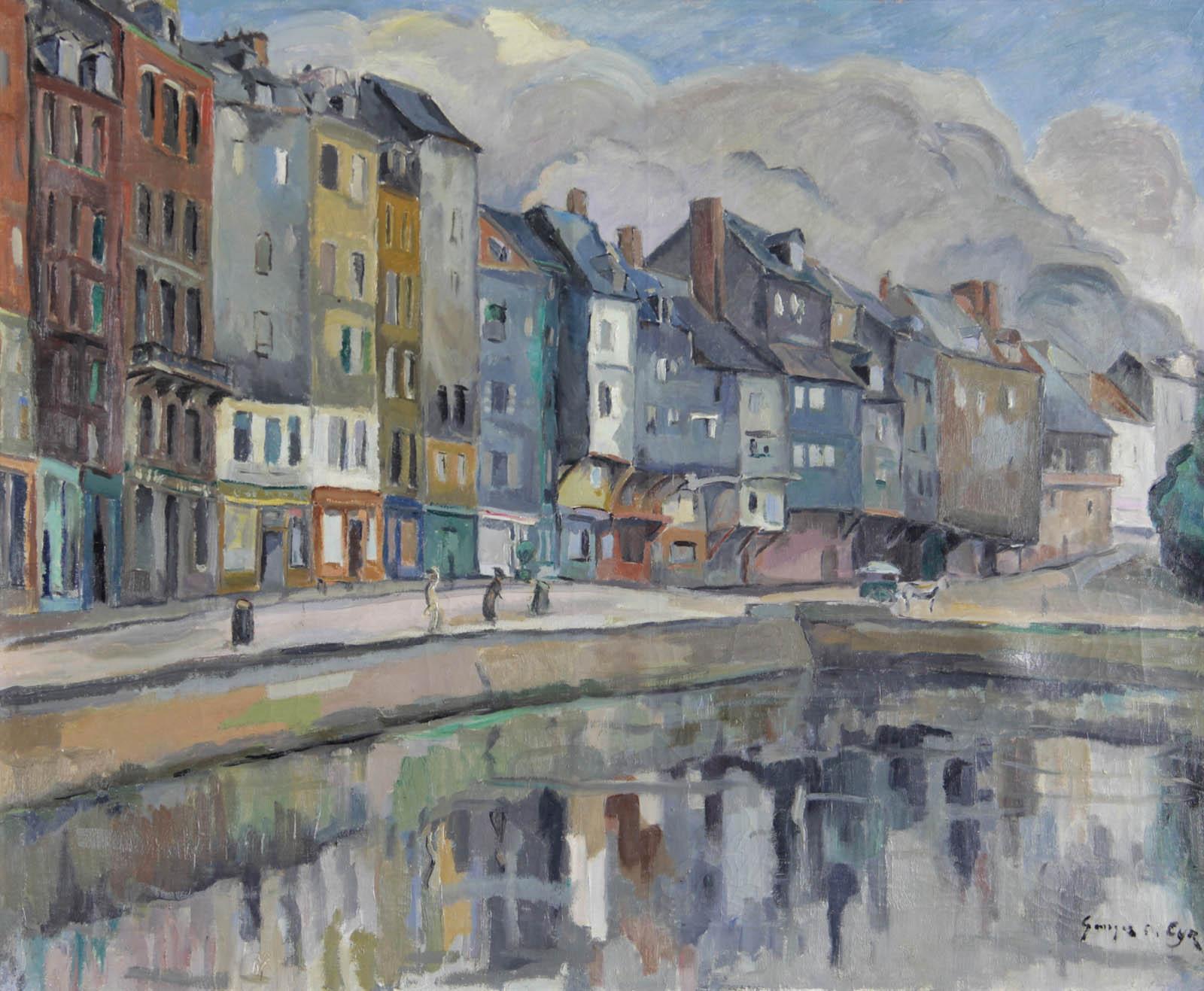 Georges Albert CYR  Landscape Painting – Der Quai Sainte Catherine in Honfleur