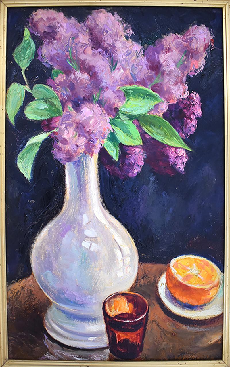 Bouquet of Lilacs and Orange / Bouquet de lilas à l'orange - Painting by Georges Anatolovitch de Pogedaieff