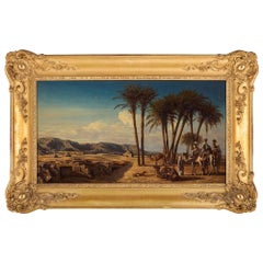 Antique Large Oil Painting of an Orientalist Landscape by Prosper Marilhat 