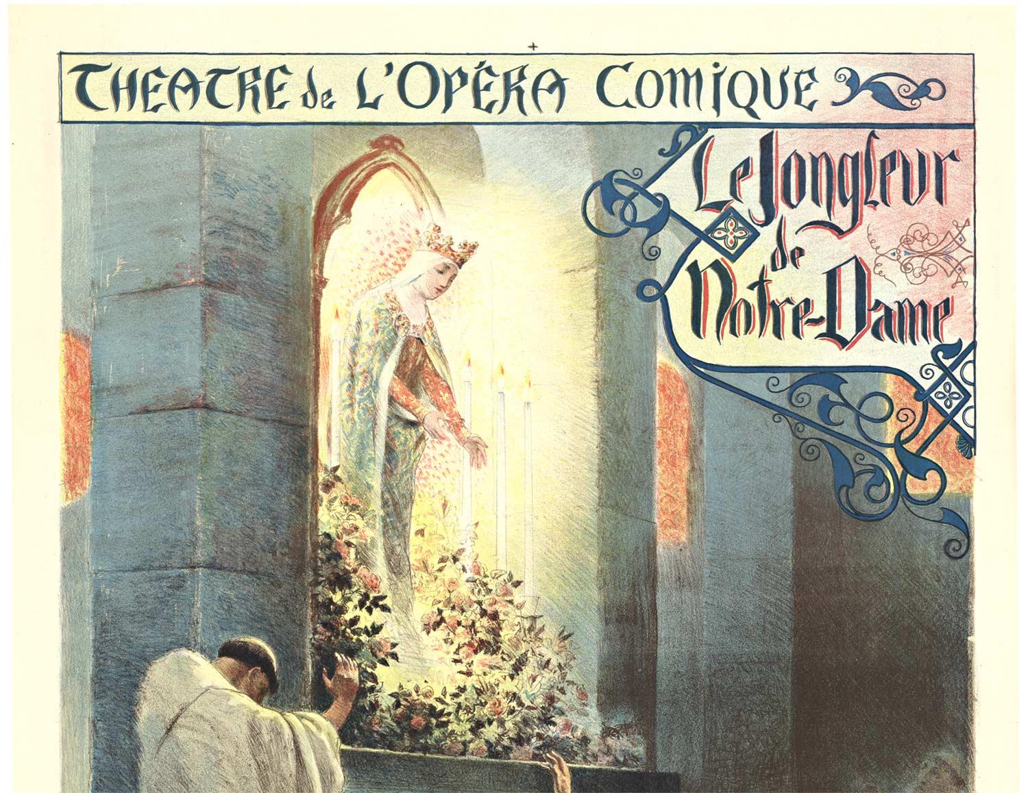 Affiche d'opéra originale « Le Jongleur de Notre-Dame » de 1904 - Print de Georges Antoine Rochegrosse 
