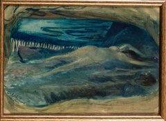 Peinture à l'huile symboliste française de la fin du 19e siècle:: Odalisque par Rochegrosse:: bleu