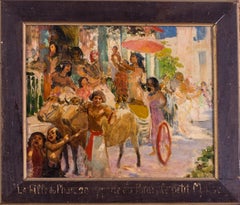 Rochegrosse, 19th C French oil painting, 'Moses being taken to the pharaoh'