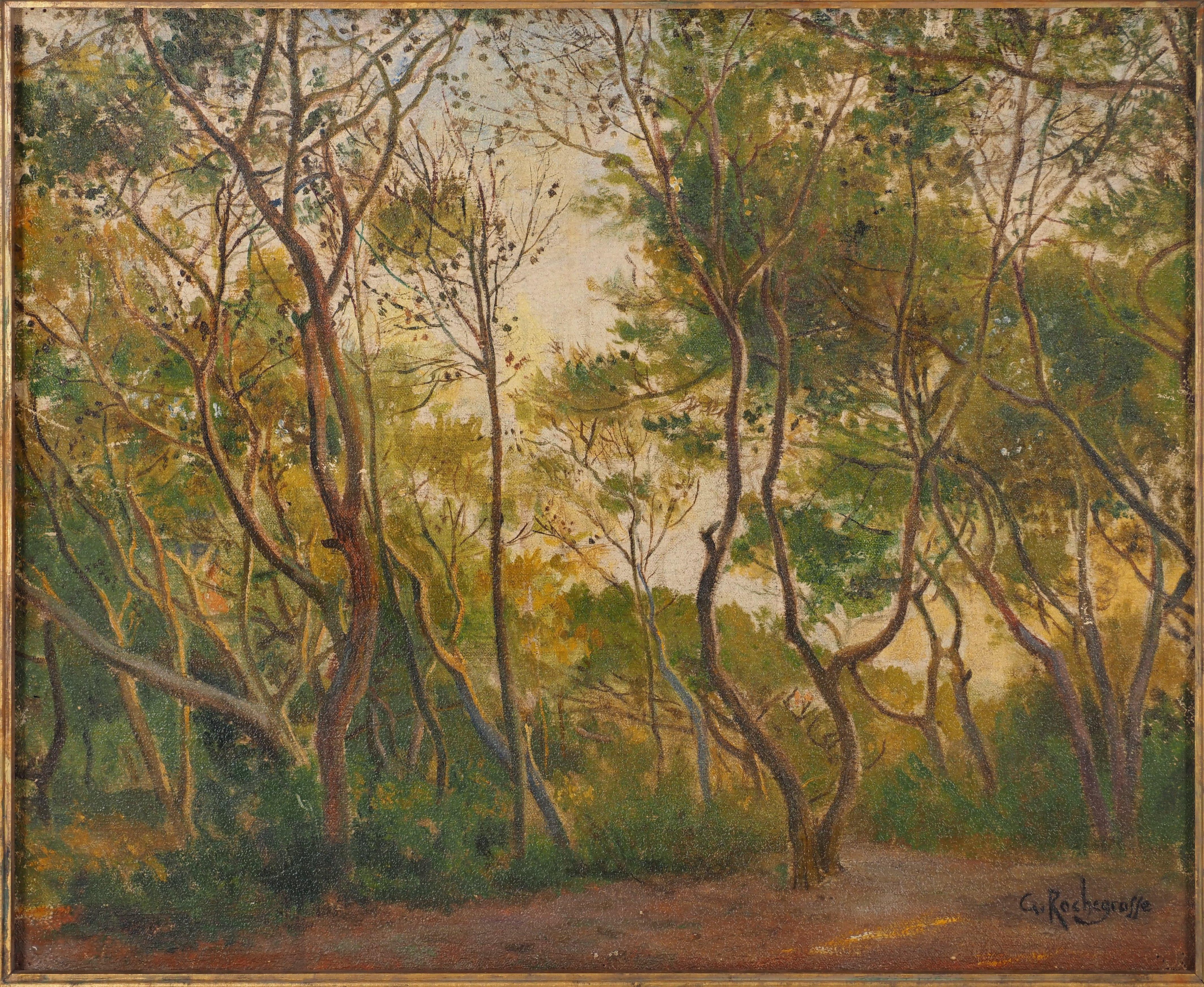 Primavera: Luminous Forrest - Olio originale su tela, firmato - Painting di Georges Antoine Rochegrosse