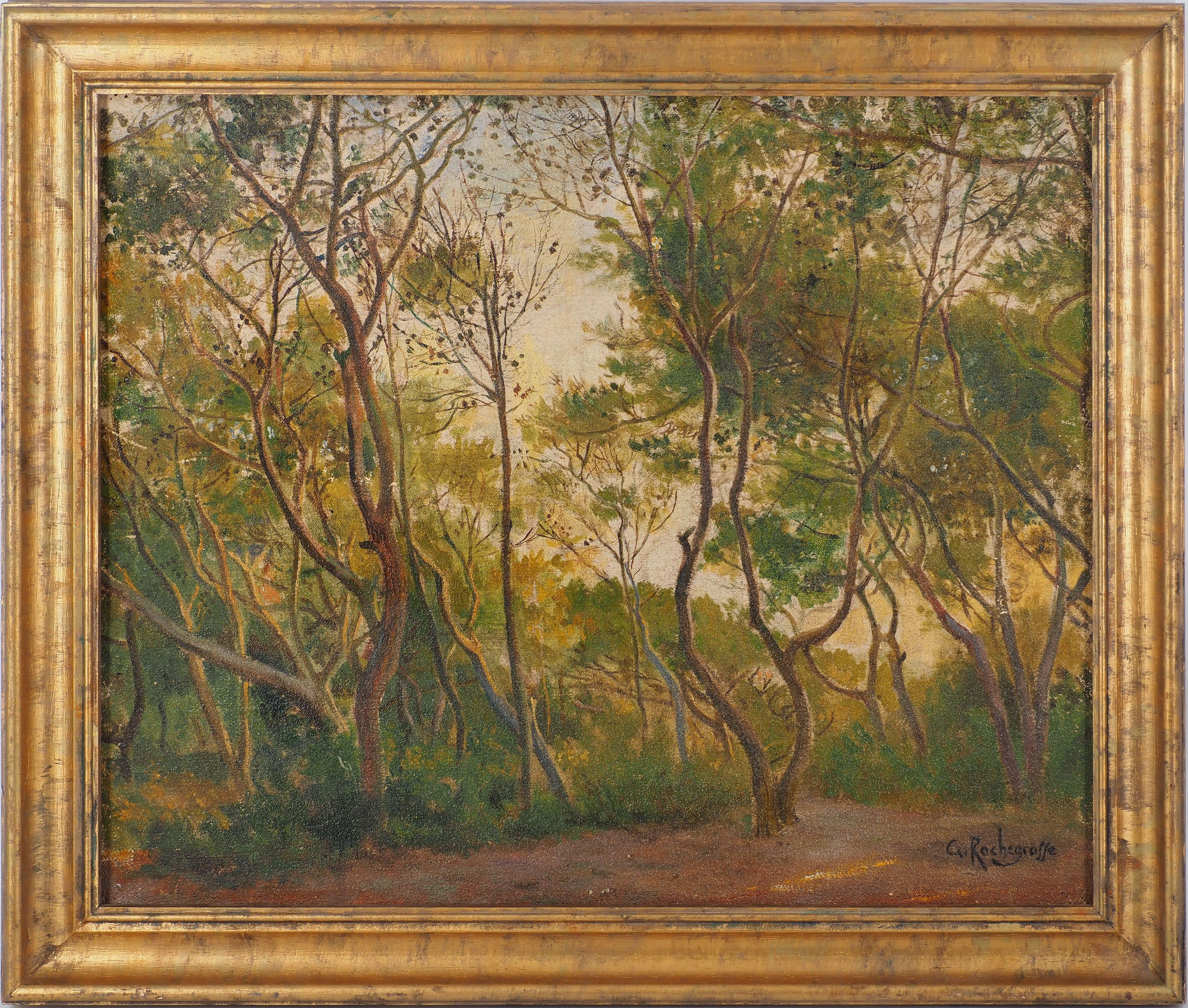 Landscape Painting di Georges Antoine Rochegrosse - Primavera: Luminous Forrest - Olio originale su tela, firmato