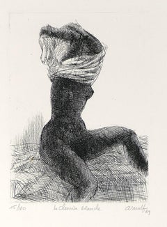 La Chemise Blanche - B/W Etching by G. Arnulf - 1969