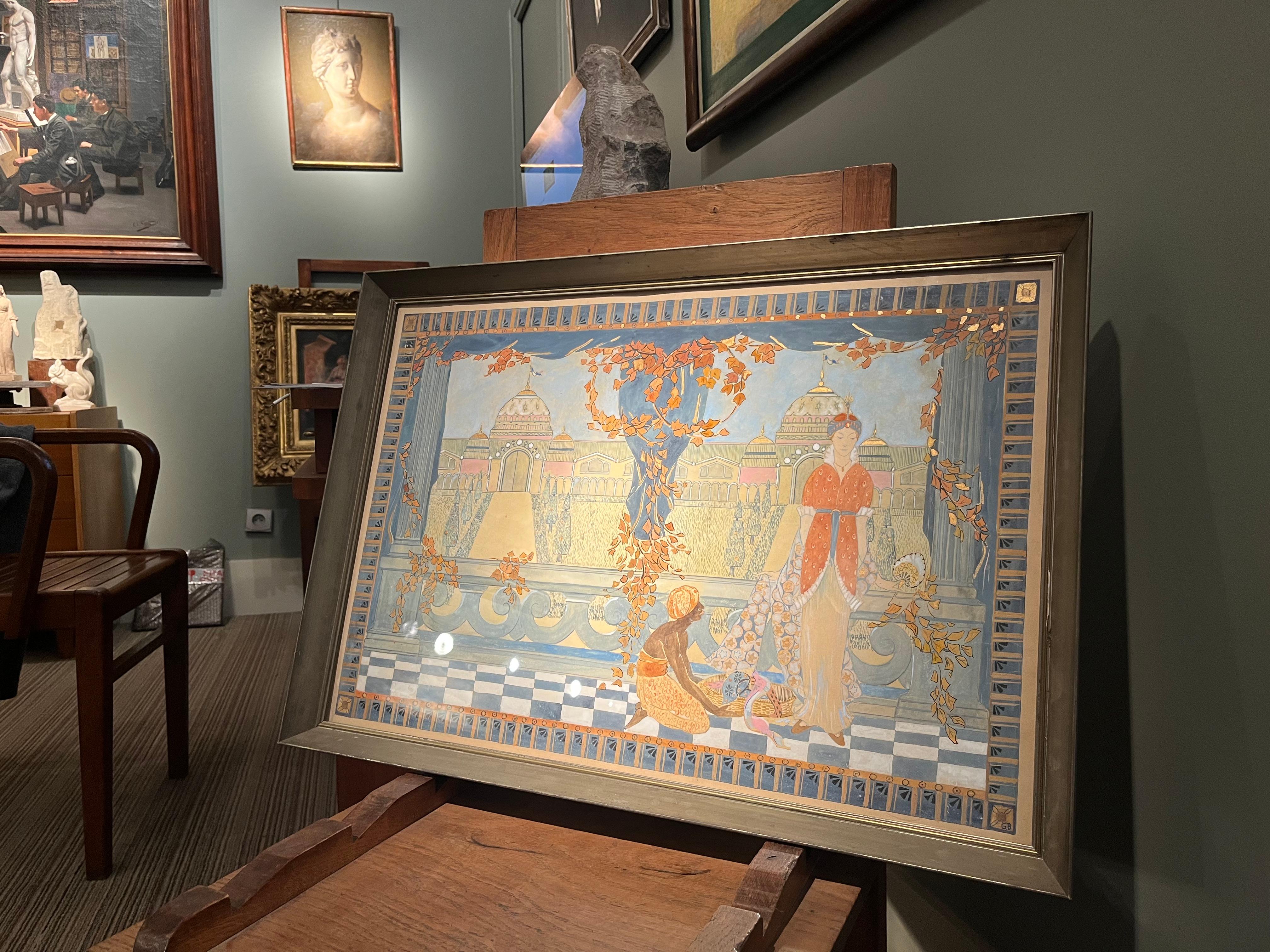 Orientalische Szenografie – Painting von Georges Barbier