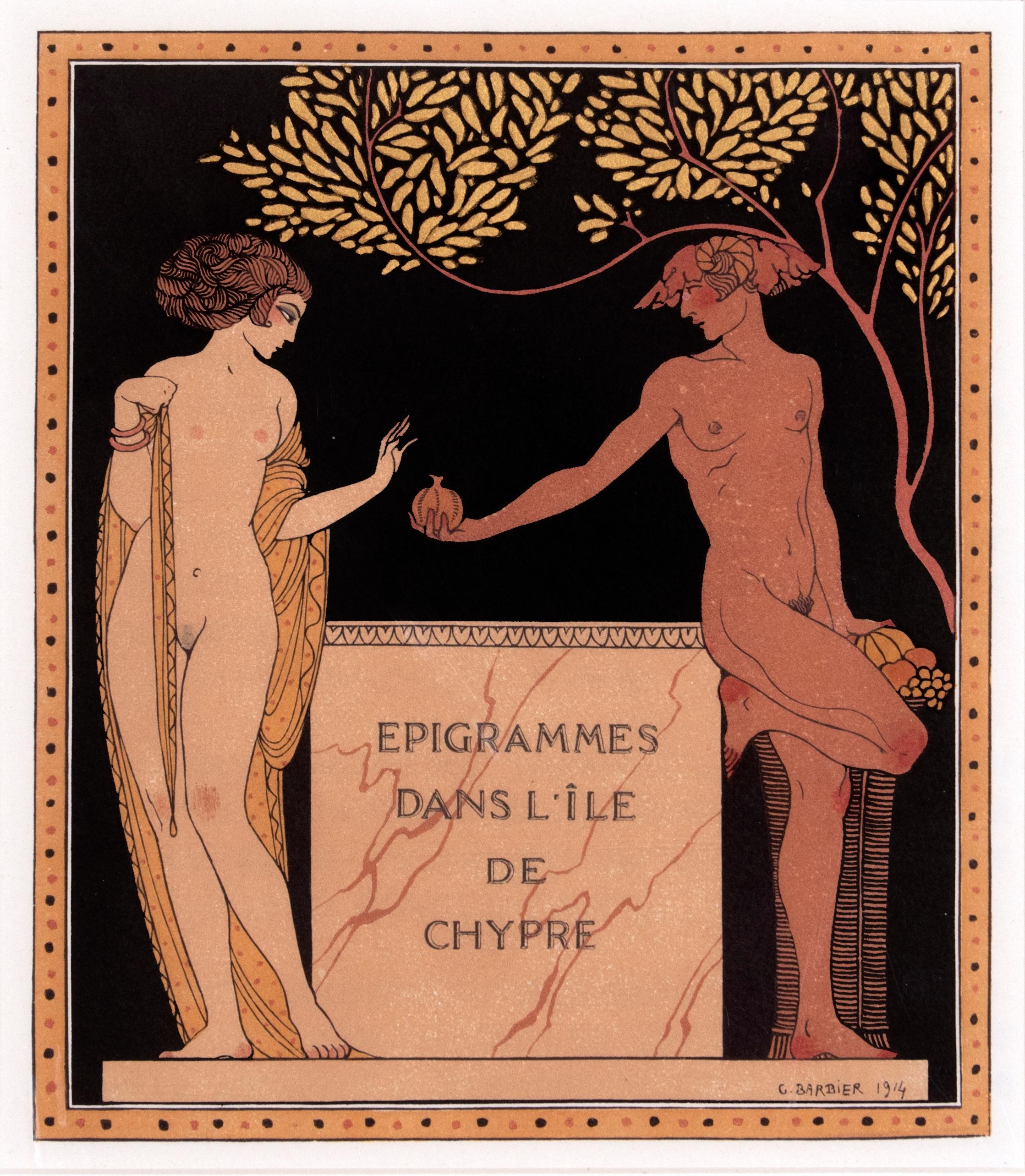 "Epigrammes - Les Chansons de Bilitis" Original Engraving Book Plate Barbier  - Print by Georges Barbier
