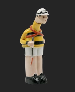 Bouteille en porcelaine cycliste Art Déco Georges BASTARD 1924, Jeux olympiques de Paris