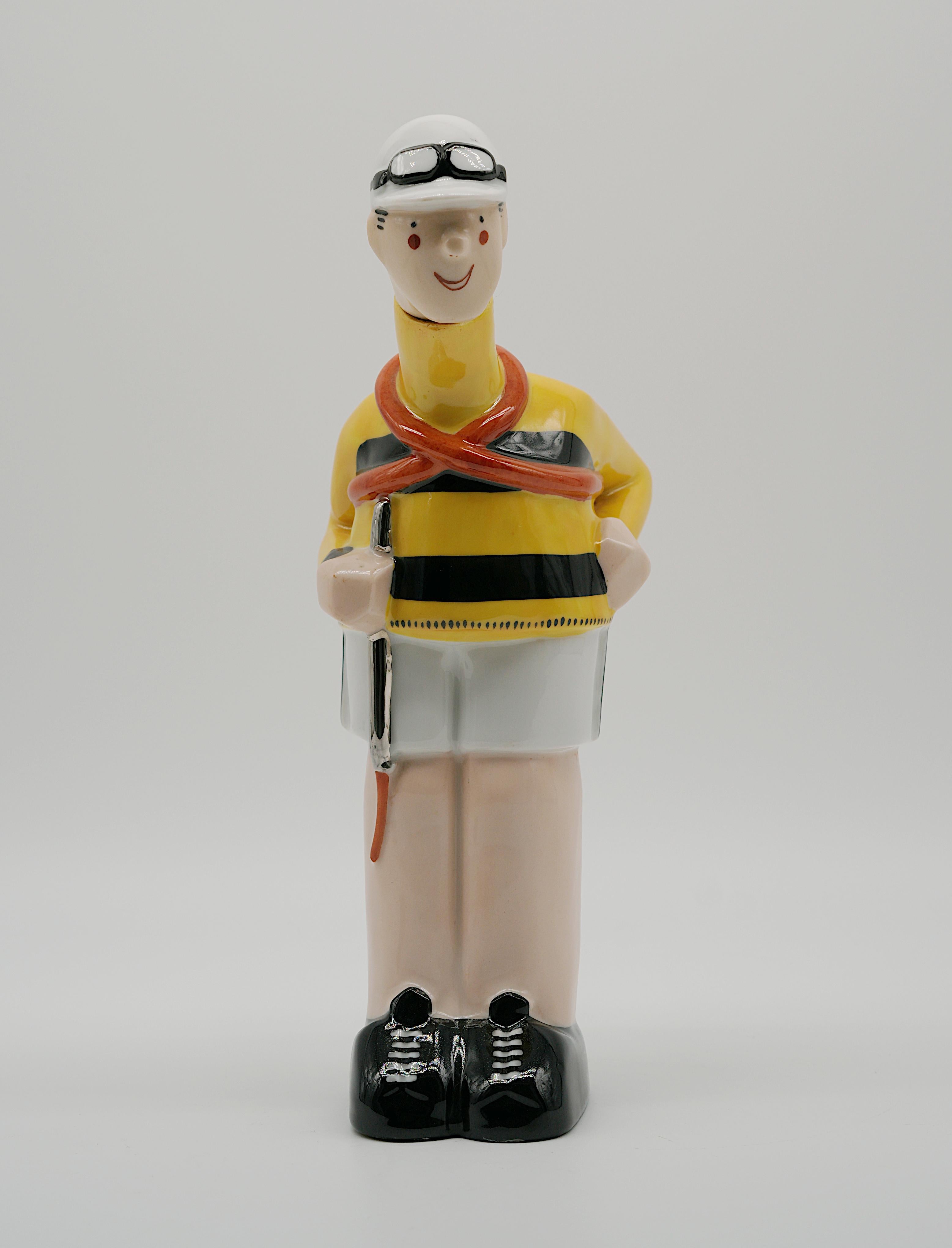Francese Georges Bastard Bottiglia in porcellana Art Deco Cyclist 1924, Olimpiadi di Parigi in vendita