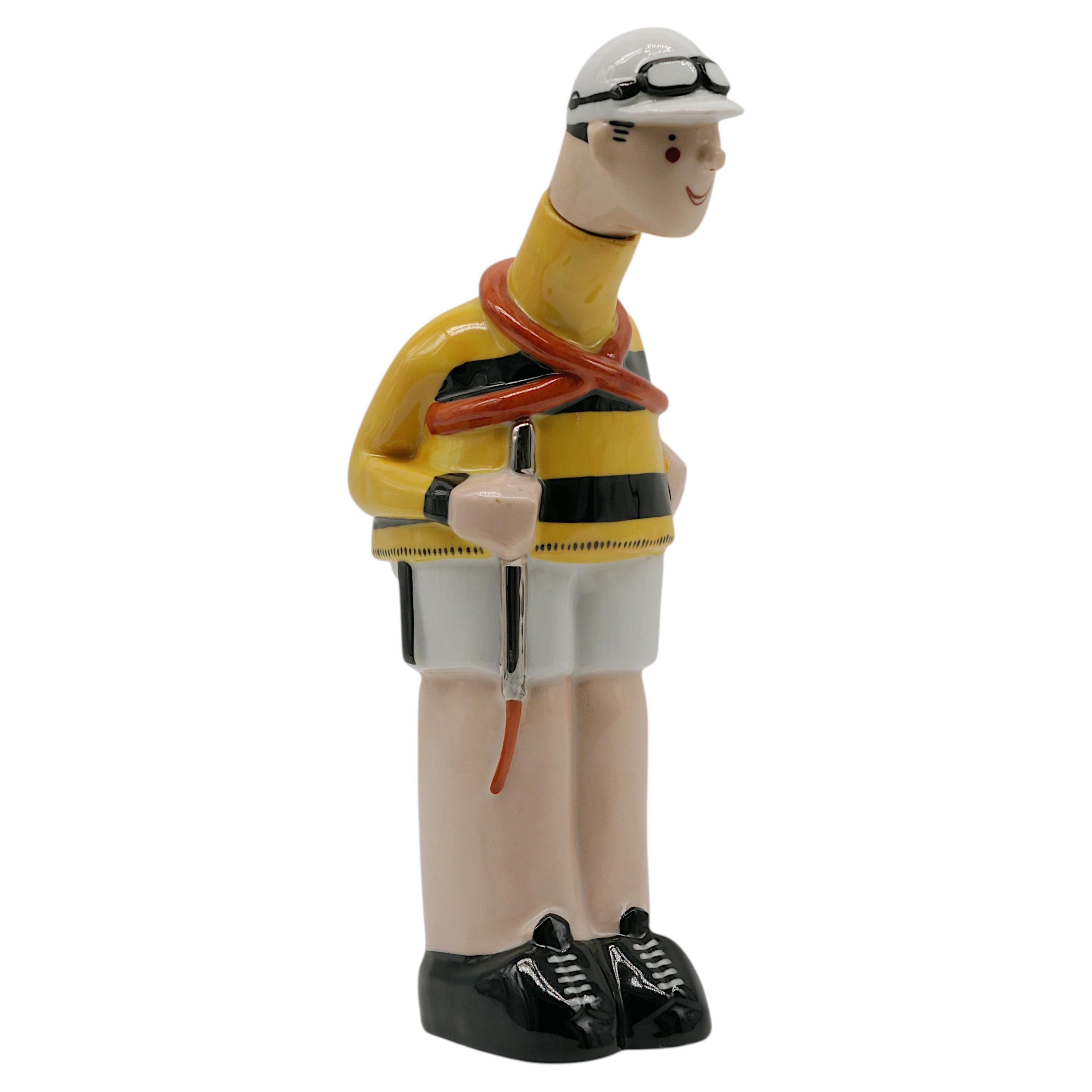 Georges BASTARD Art Deco Cyclist Porcelain Bottle 1924, Paris Olympic Games For Sale