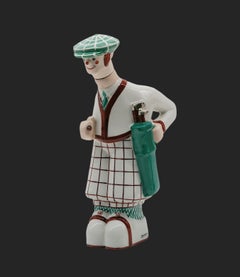 Georges Art Deco BASTARD Golfer Porcelain Bottle Ca.1924, Paris Olympic Games