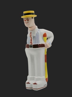 Georges Bastard Bottiglia in porcellana Art Deco Rower 1924, Olimpiadi di Parigi