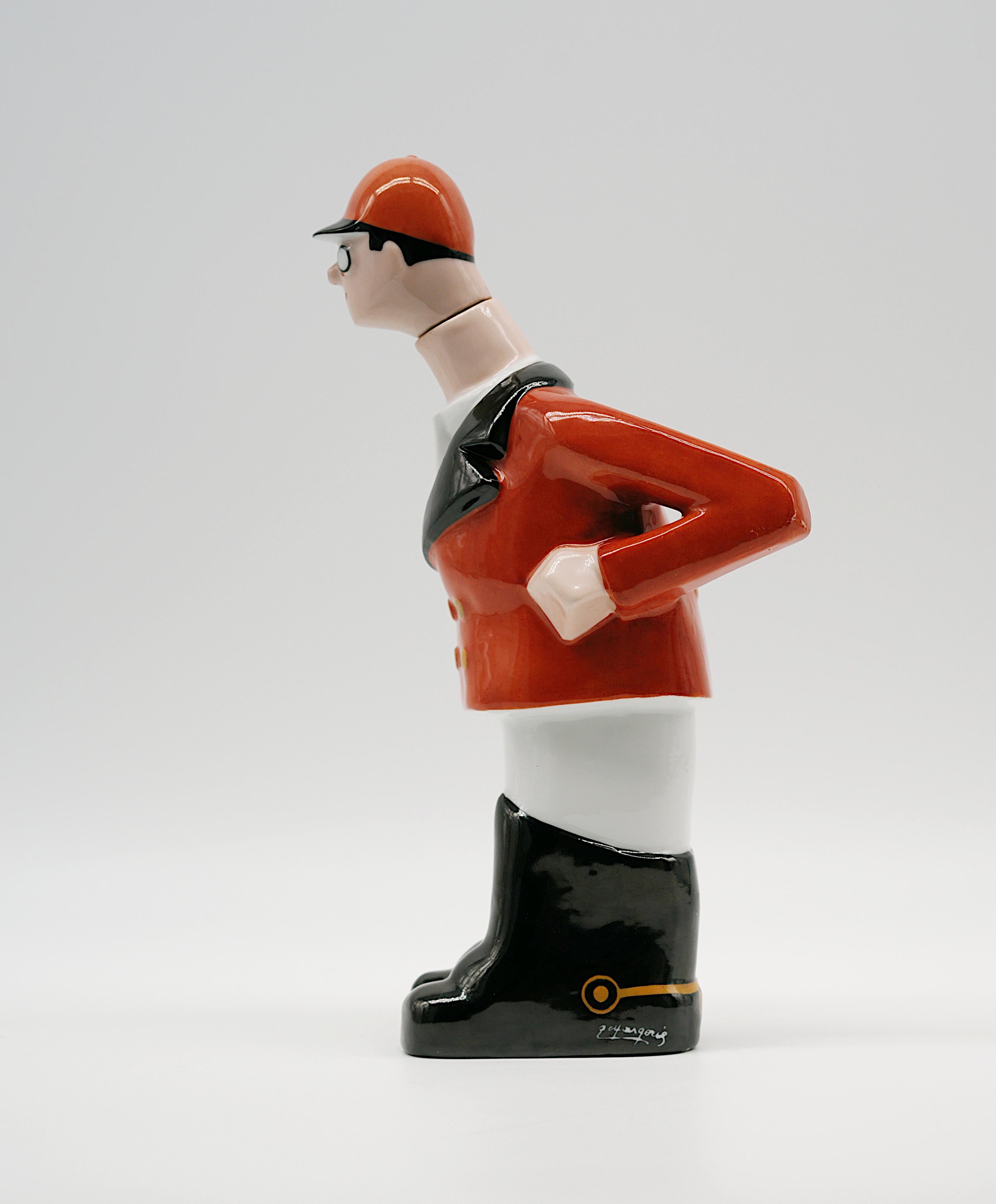 Georges Bastard Bottiglia in porcellana Art Deco Showjumper 1924, Olimpiadi di Parigi In condizioni ottime in vendita a Saint-Amans-des-Cots, FR
