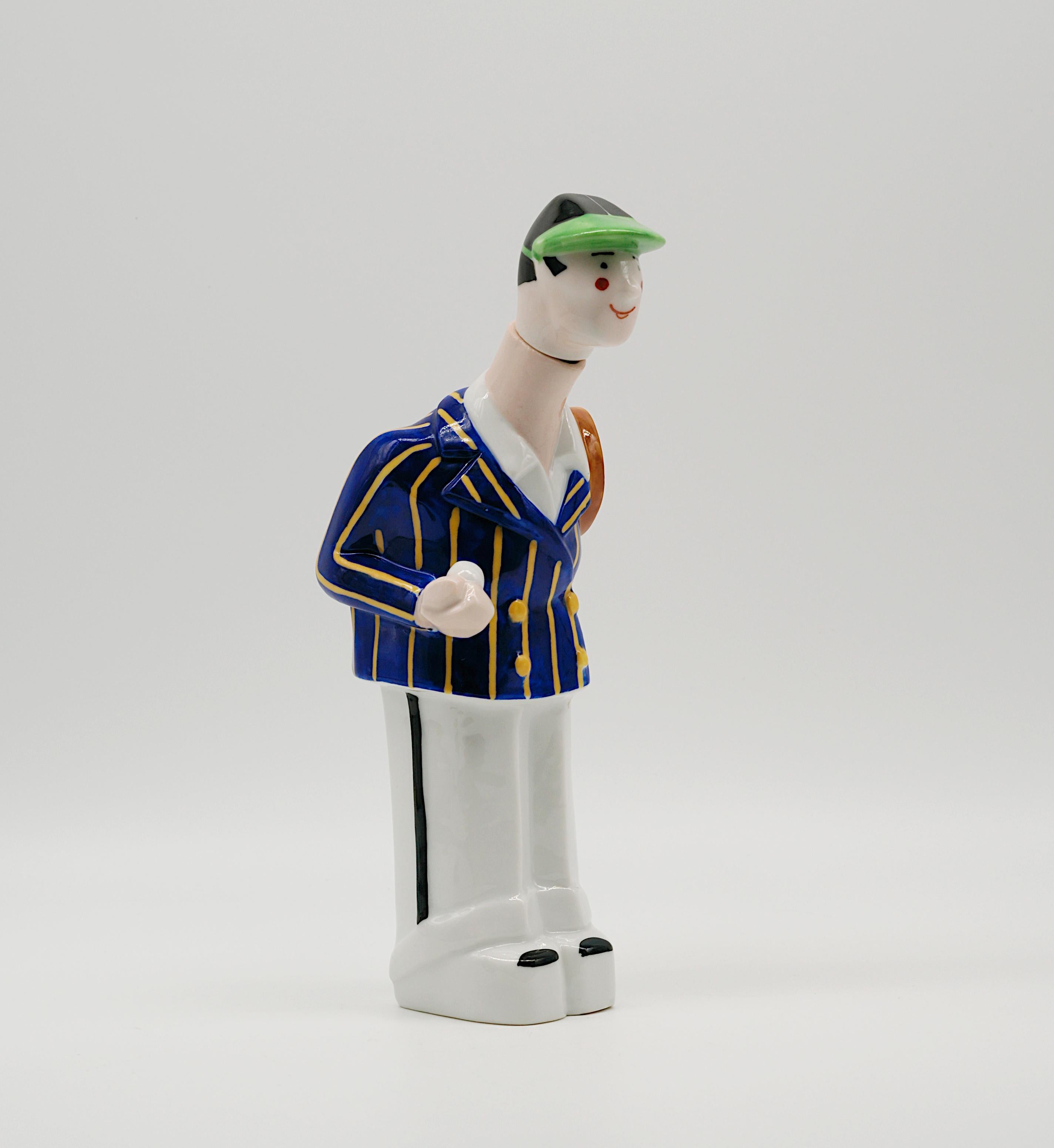 Georges BASTARD Art Deco Tennisman Porcelain Bottle 1924, Paris Olympic Games For Sale 5