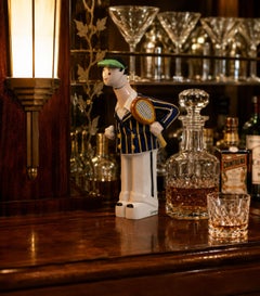 Georges BASTARD Botella de porcelana Art Déco Tenista 1924, Juegos Olímpicos de París