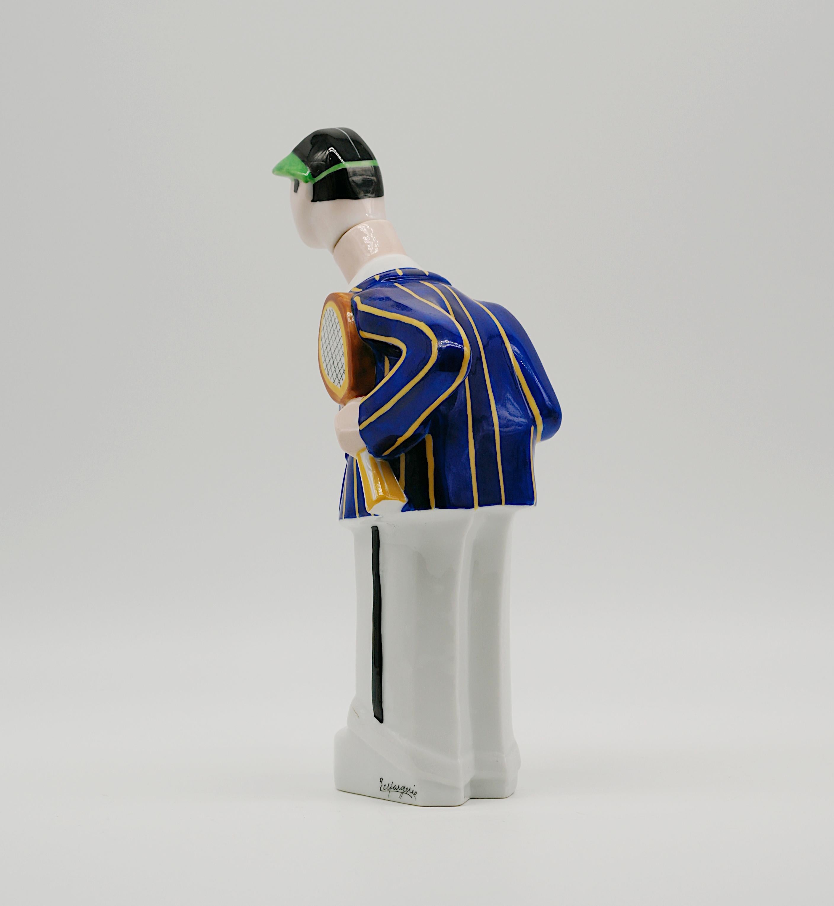 Georges BASTARD Art Deco Tennisman Porcelain Bottle 1924, Paris Olympic Games For Sale 1
