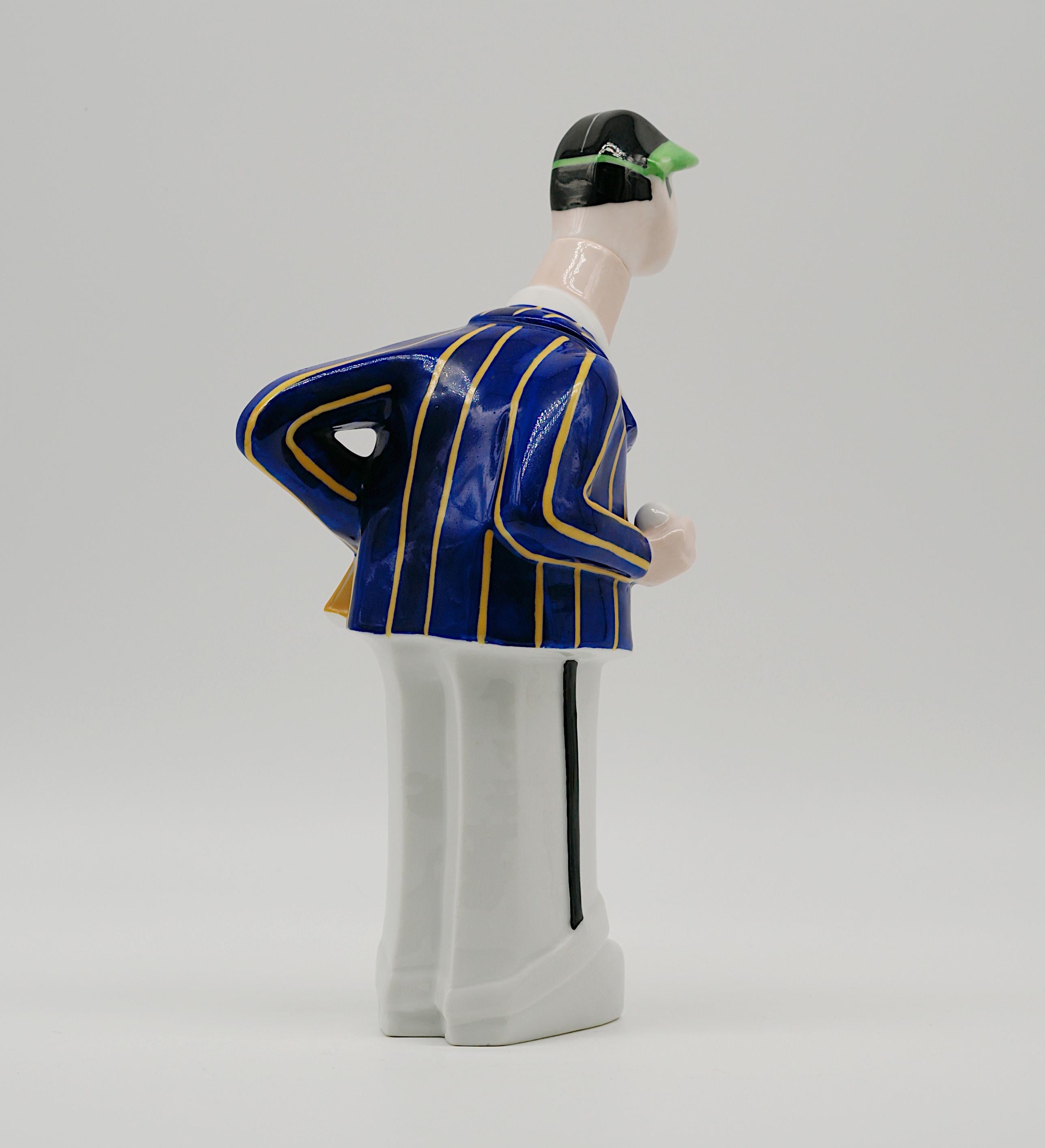 Georges BASTARD Art Deco Tennisman Porcelain Bottle 1924, Paris Olympic Games For Sale 3