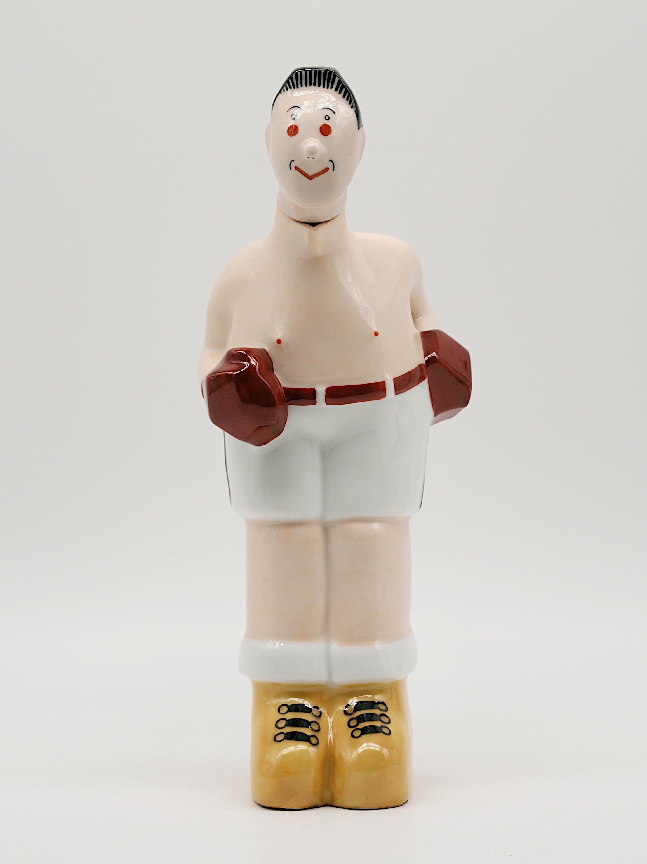 Art Déco Georges Bastard Bottiglia in porcellana Art Deco White Boxer 1924, Giochi Olimpici di Parigi in vendita