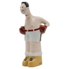 Georges BASTARD Art Deco White Boxer Porcelain Bottle 1924, Paris Olympic Games