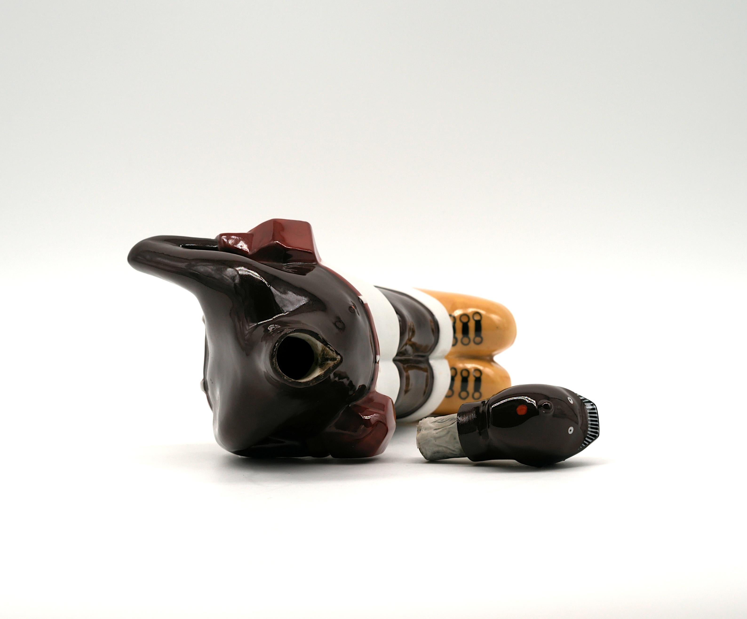 Georges BASTARD Art Deco Black Boxer Porcelain Bottle 1924, Paris Olympic Games 6