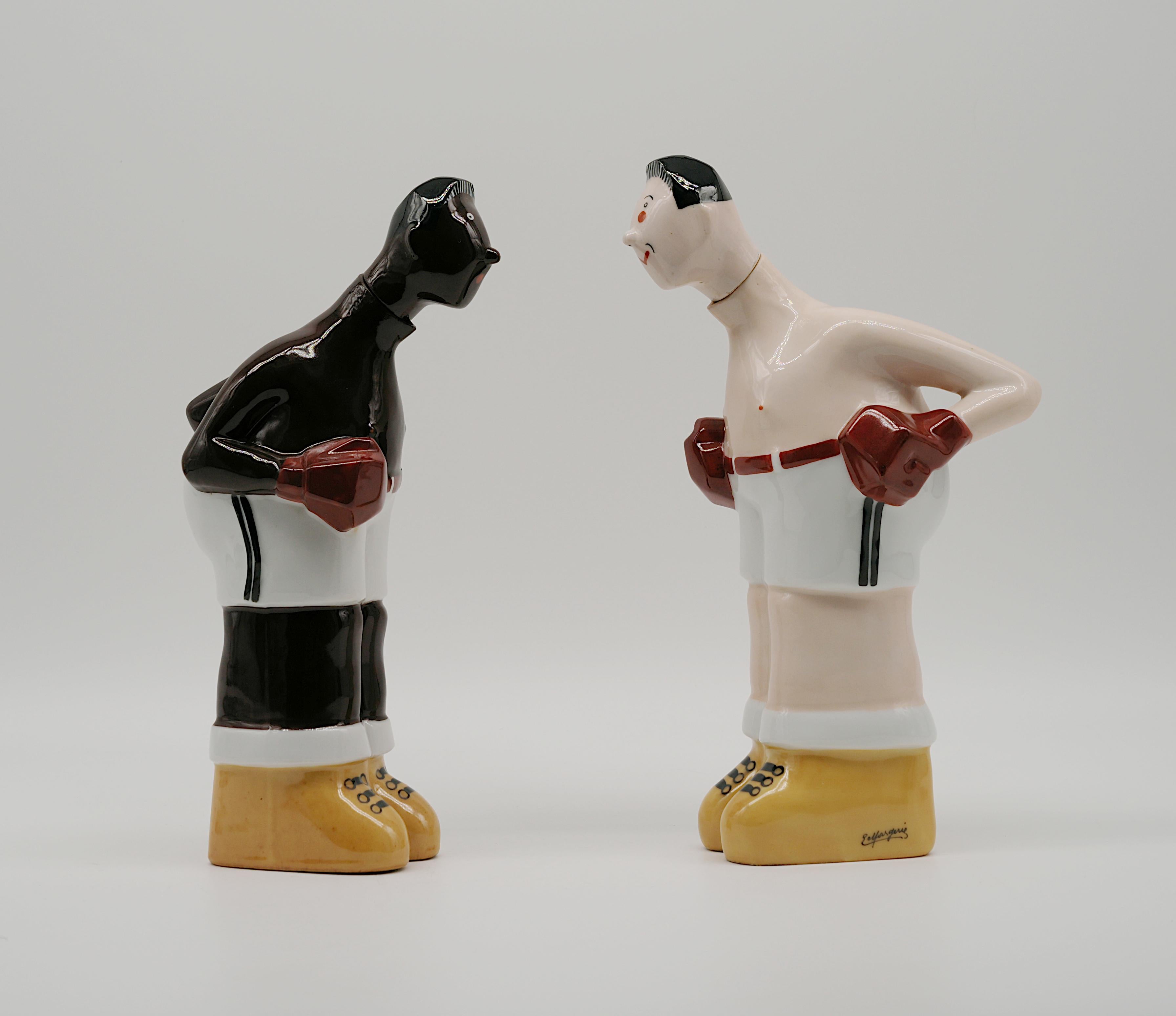 Georges BASTARD Art Deco Black Boxer Porcelain Bottle 1924, Paris Olympic Games 8