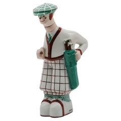 Antique Georges BASTARD French Art Deco Golfer Porcelain Bottle Ca.1924, Olympic Games