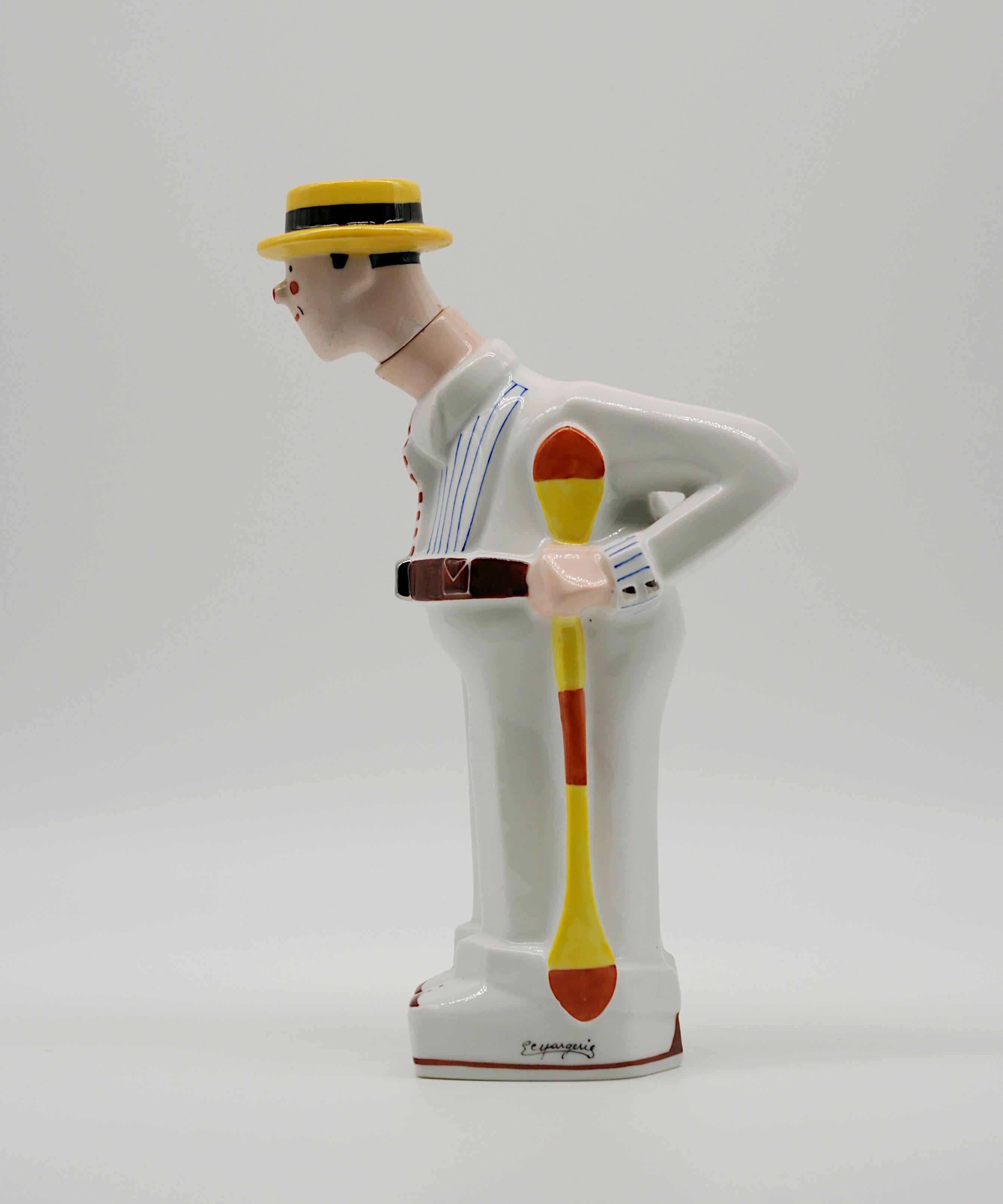 Georges Bastard Bottiglia in porcellana Art Deco Rower 1924, Olimpiadi di Parigi in vendita 3