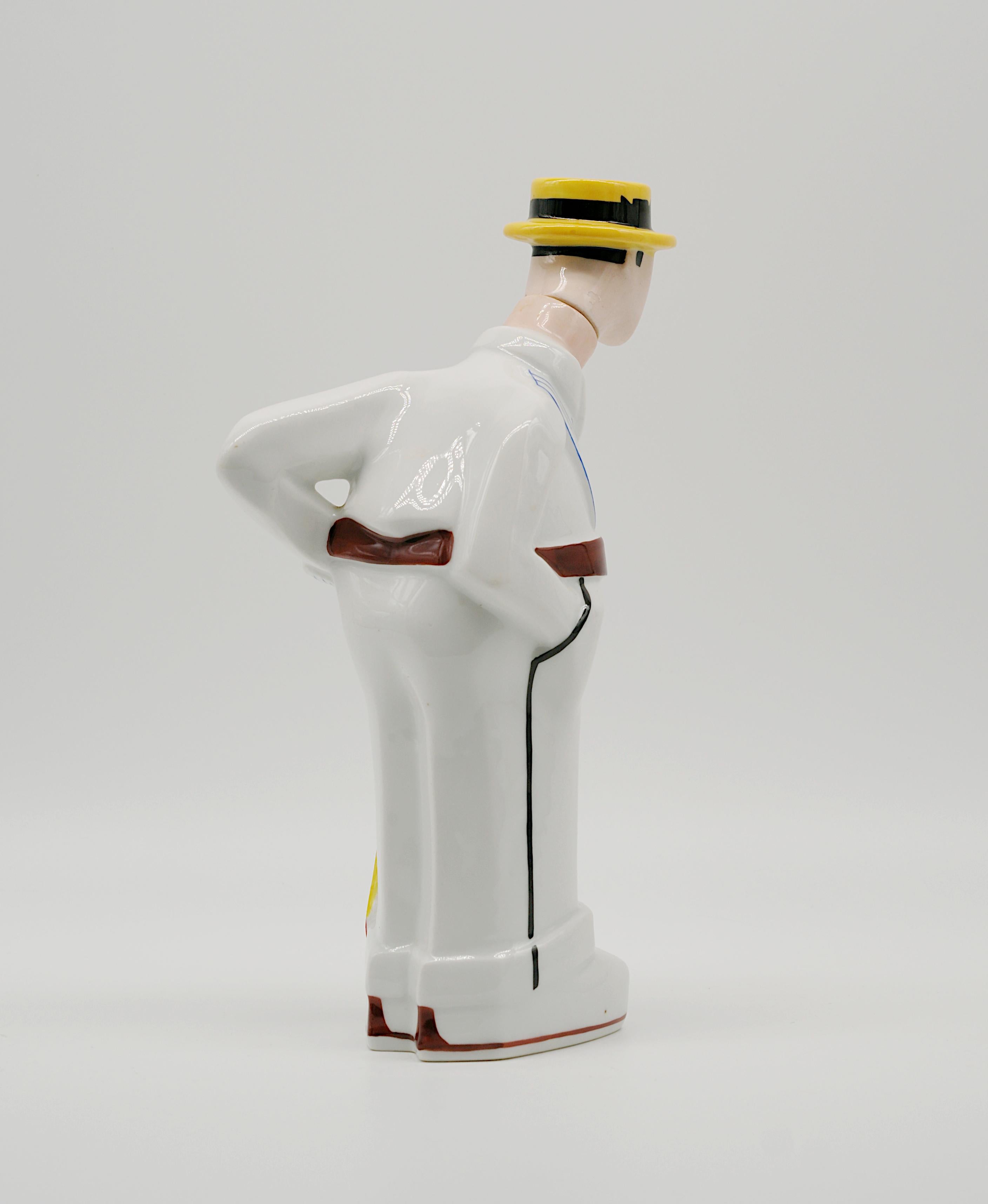 Ceramica Georges Bastard Bottiglia in porcellana Art Deco Rower 1924, Olimpiadi di Parigi in vendita