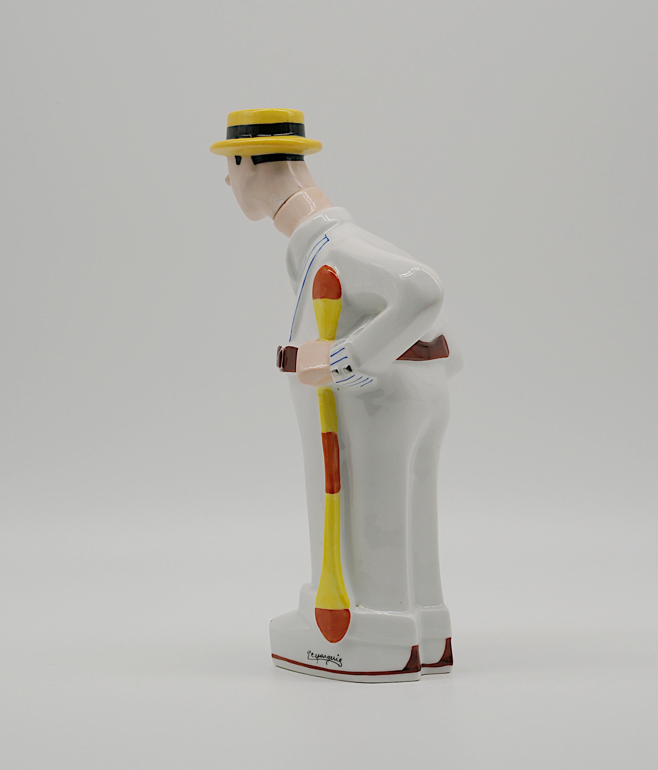 Georges Bastard Bottiglia in porcellana Art Deco Rower 1924, Olimpiadi di Parigi in vendita 2