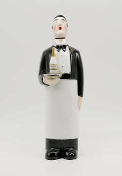 Georges BASTARD French Art Deco Waiter Porcelain Bottle, Paris Olympic Games