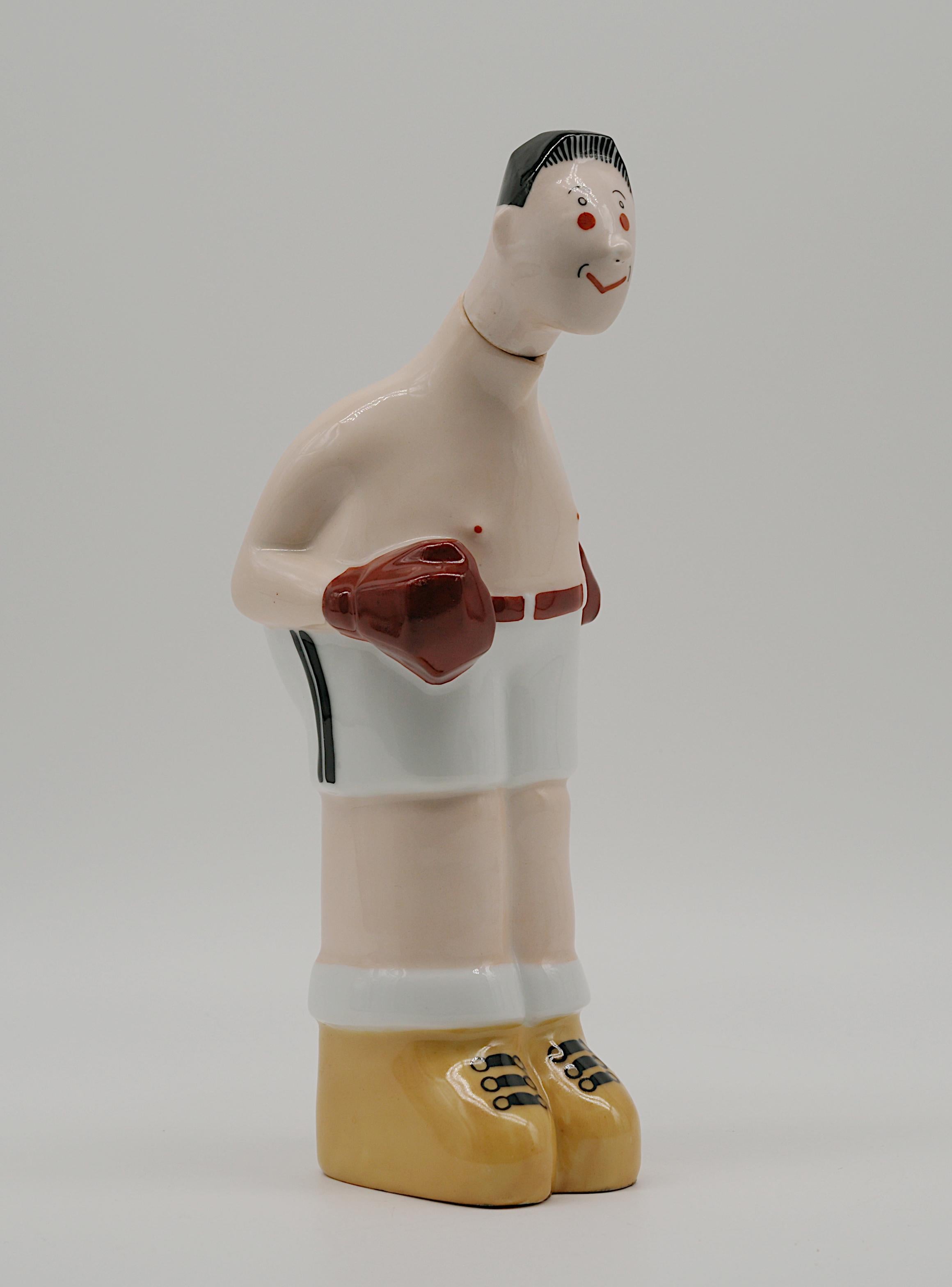 Georges BASTARD Art Decó Botella de porcelana blanca de boxeador 1924, Juegos Olímpicos de París en venta 4