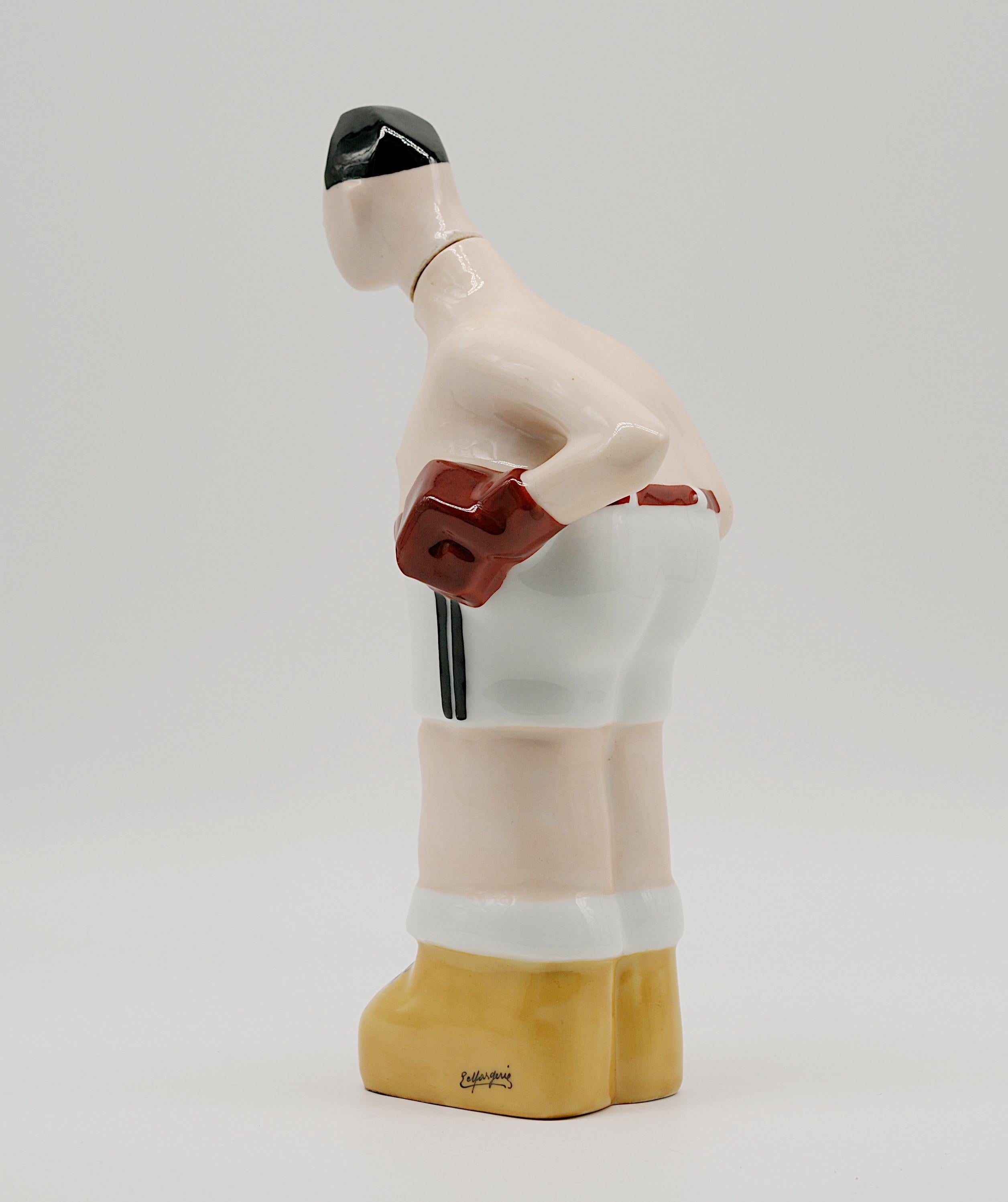 Georges BASTARD Art Decó Botella de porcelana blanca de boxeador 1924, Juegos Olímpicos de París Cerámico en venta