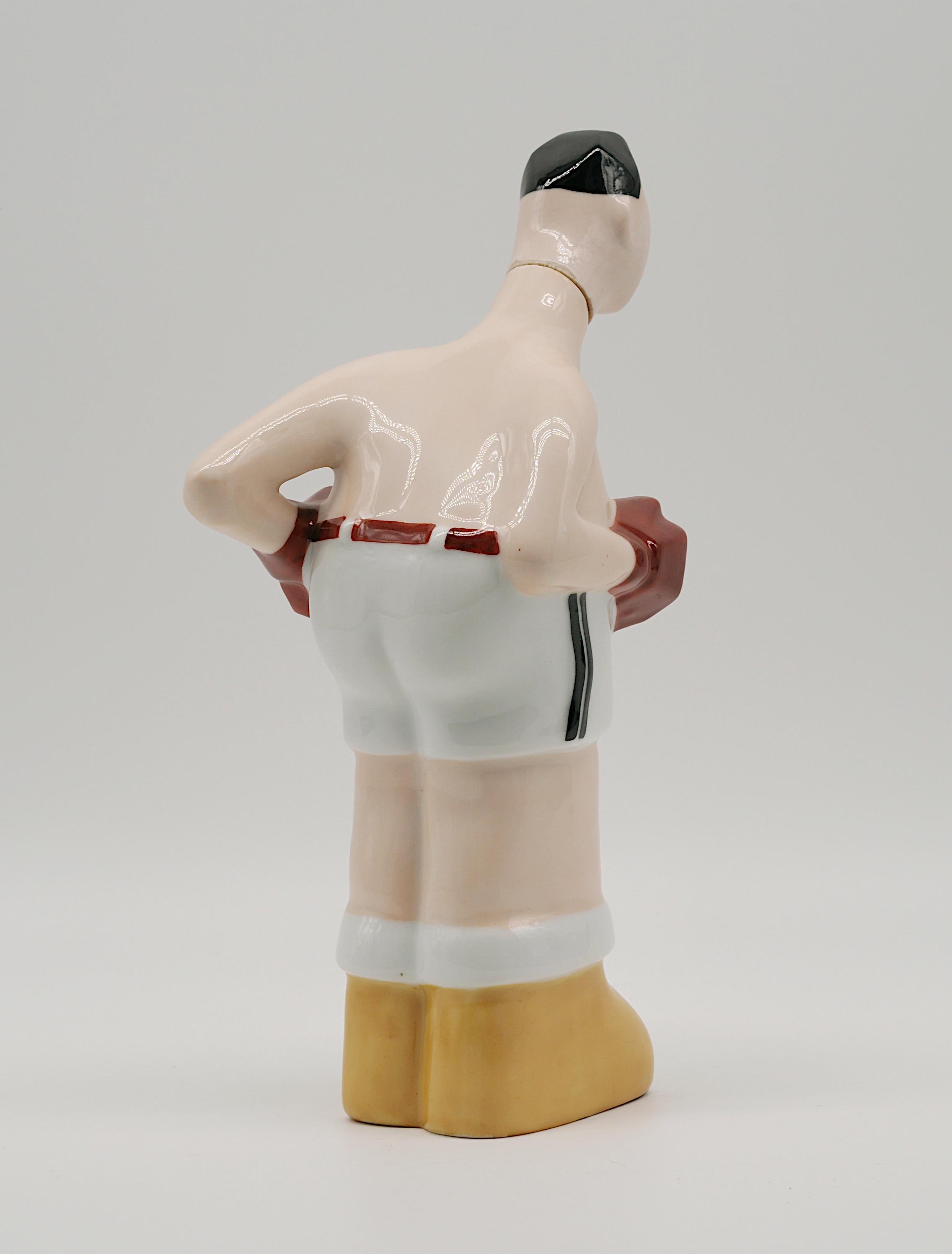 Georges BASTARD Art Decó Botella de porcelana blanca de boxeador 1924, Juegos Olímpicos de París en venta 2