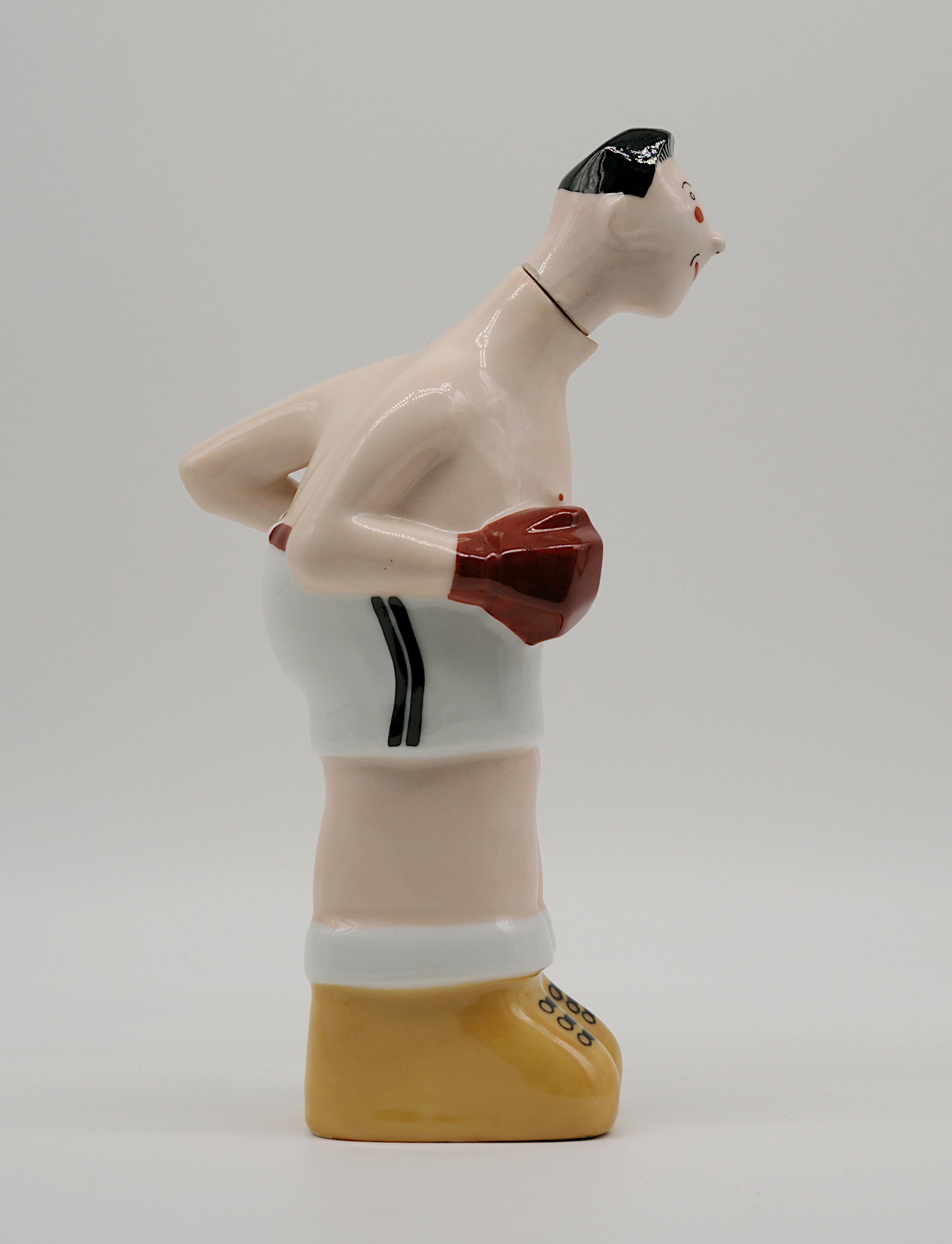 Georges BASTARD Art Decó Botella de porcelana blanca de boxeador 1924, Juegos Olímpicos de París en venta 3