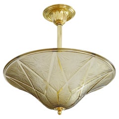 Antique Georges Beal at Verlys French Art Deco Pendant Chandelier, Late 1920s