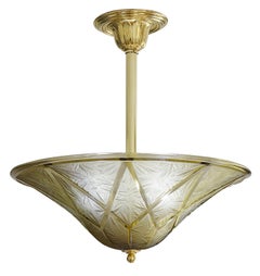 Grand et rare lustre suspendu Art déco Georges Beal at Verlys, 1920