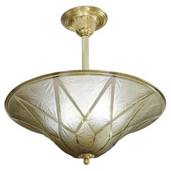 Grand et rare lustre suspendu Art déco Georges Beal at Verlys, 1920