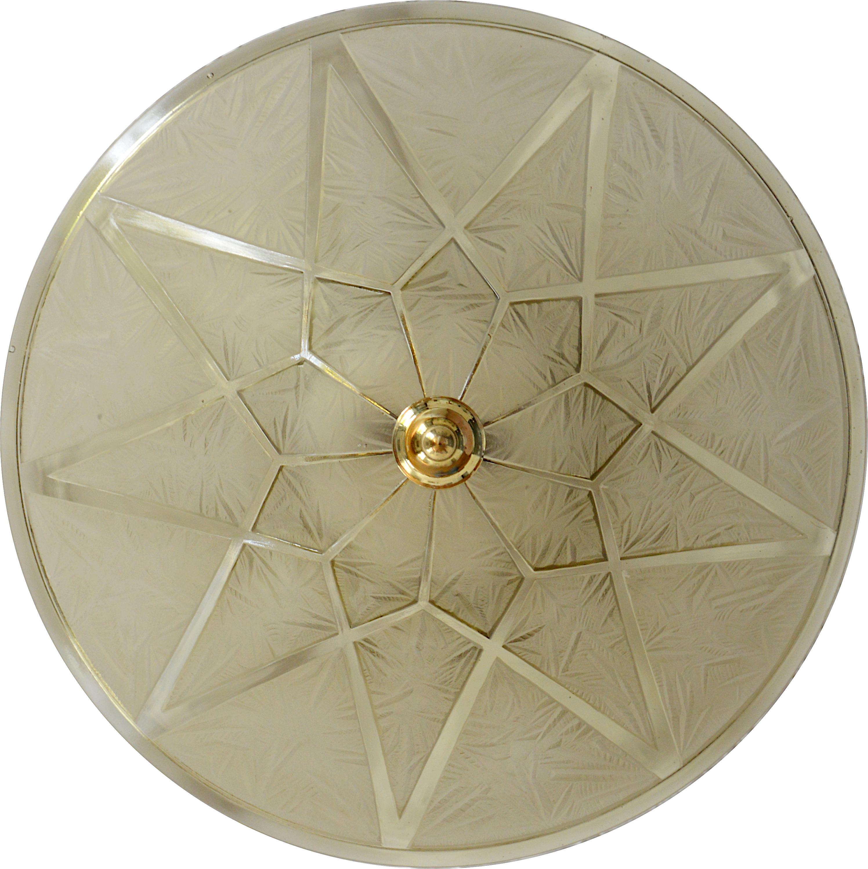 Inizio XX secolo Georges Beal at Verlys Grande e raro lampadario a sospensione Art Deco, 1920 in vendita