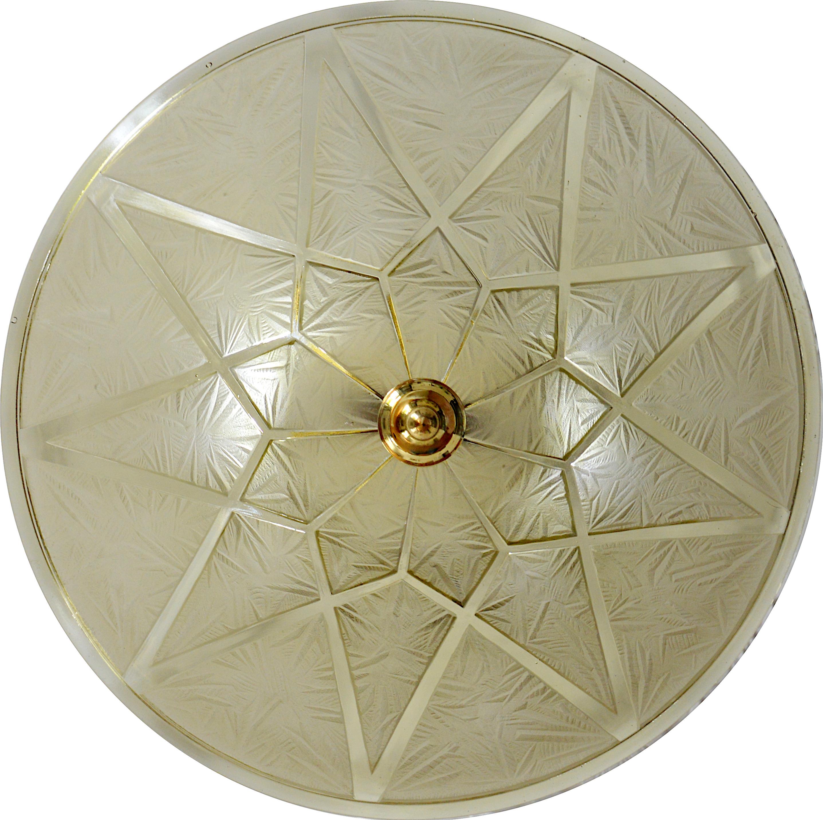Ottone Georges Beal at Verlys Grande e raro lampadario a sospensione Art Deco, 1920 in vendita